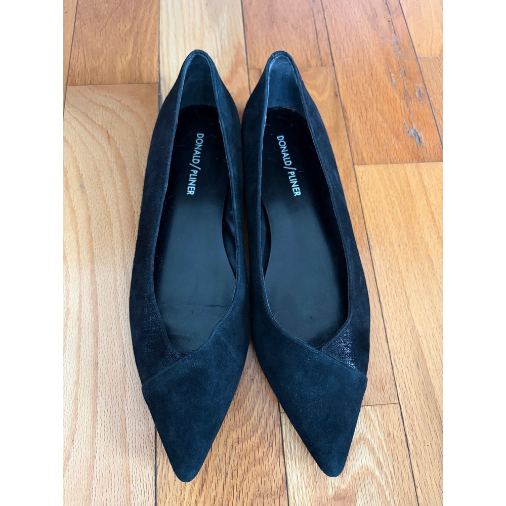 Donald Pliner Size 8 M‎ Black Palma Suede Shimmer Flats Shoes
